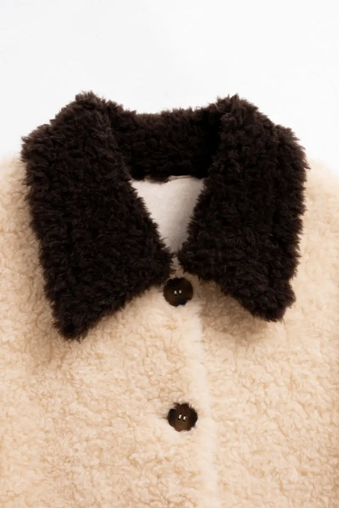 Fibflx Women's Long Faux Shearling Teddy Wool Coat