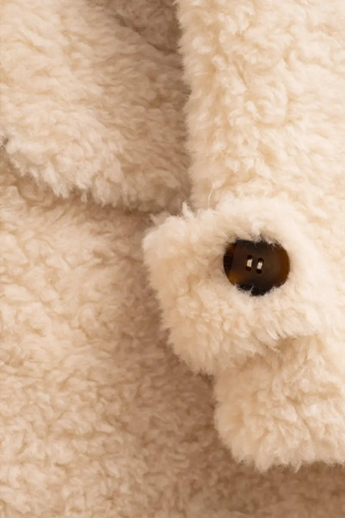 Fibflx Women's Long Faux Shearling Teddy Wool Coat