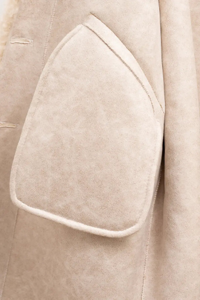 Fibflx Women's Long Faux Shearling Teddy Wool Coat