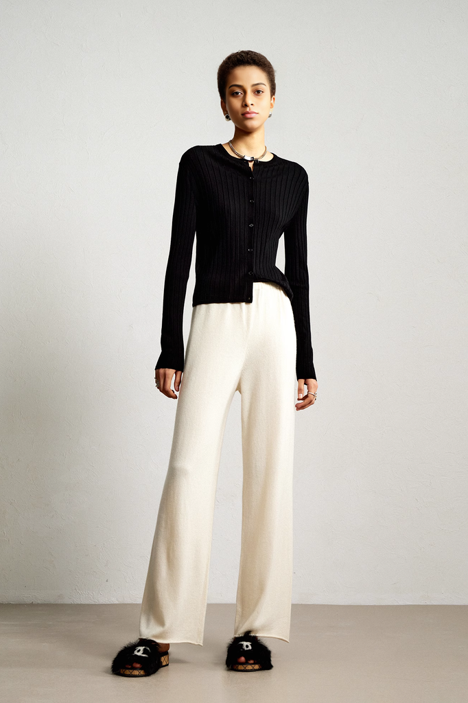 Long Sleeve Wool Cardigan Sweater - Fibflx