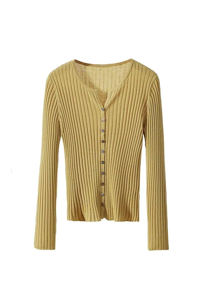 Long Sleeve Wool Cardigan Sweater Fibflx