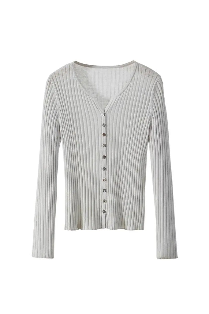 Long Sleeve Wool Cardigan Sweater Fibflx