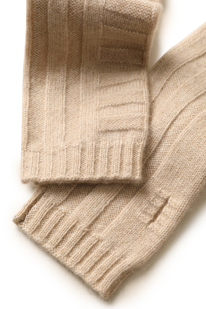 Fibflx Women's Long-cuff 100 Cashmere Knit Fingerless Gloves