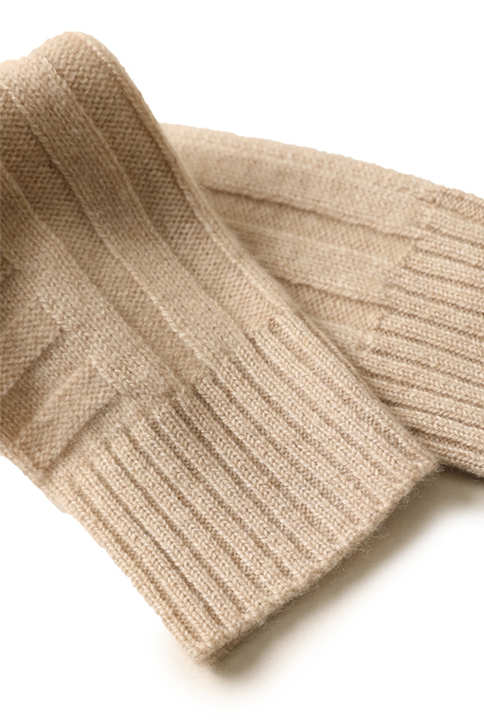 Fibflx Women's Long-cuff 100 Cashmere Knit Fingerless Gloves