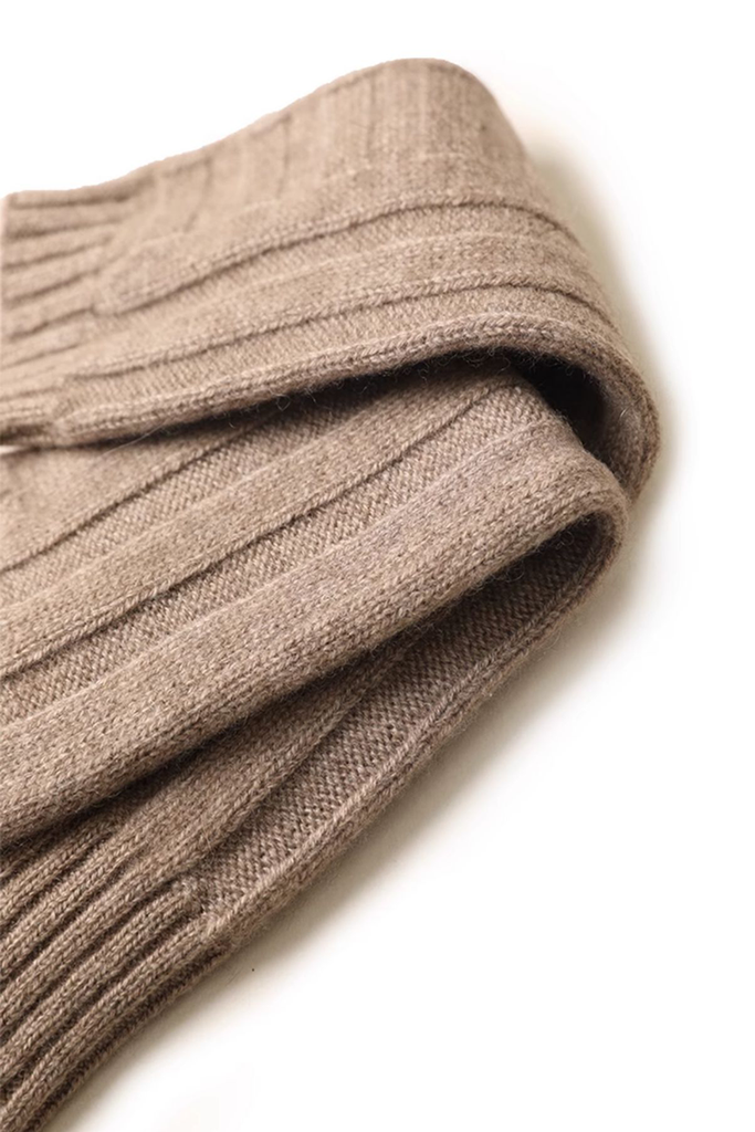 Fibflx Women's Long-cuff 100 Cashmere Knit Fingerless Gloves