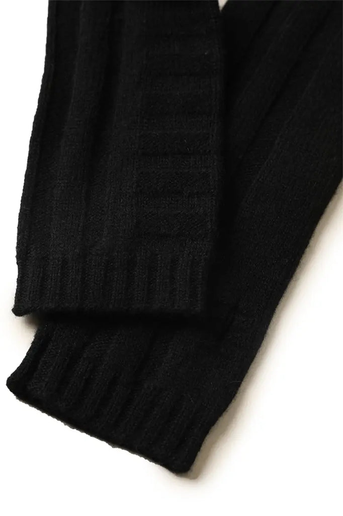 Fibflx Women's Long-cuff 100 Cashmere Knit Fingerless Gloves