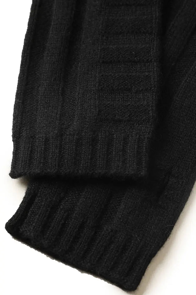 Fibflx Women's Long-cuff 100 Cashmere Knit Fingerless Gloves
