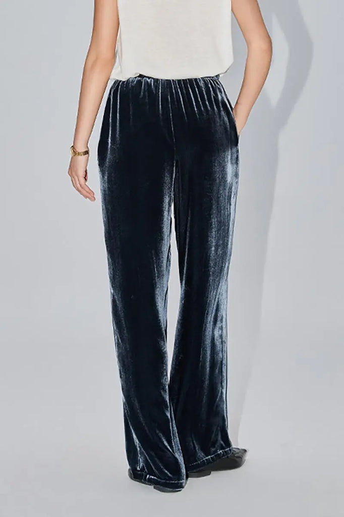 Fibflx Women's Loose Fit Wide Leg Silk Lined Velvet Pants