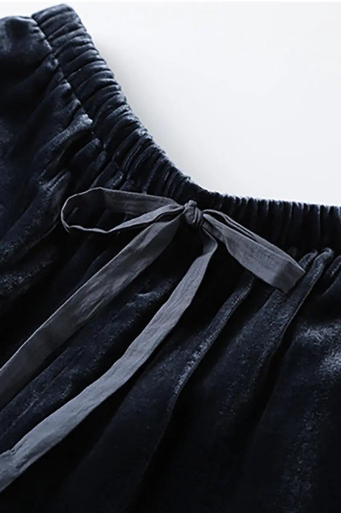 Fibflx Women's Loose Fit Wide Leg Silk Lined Velvet Pants