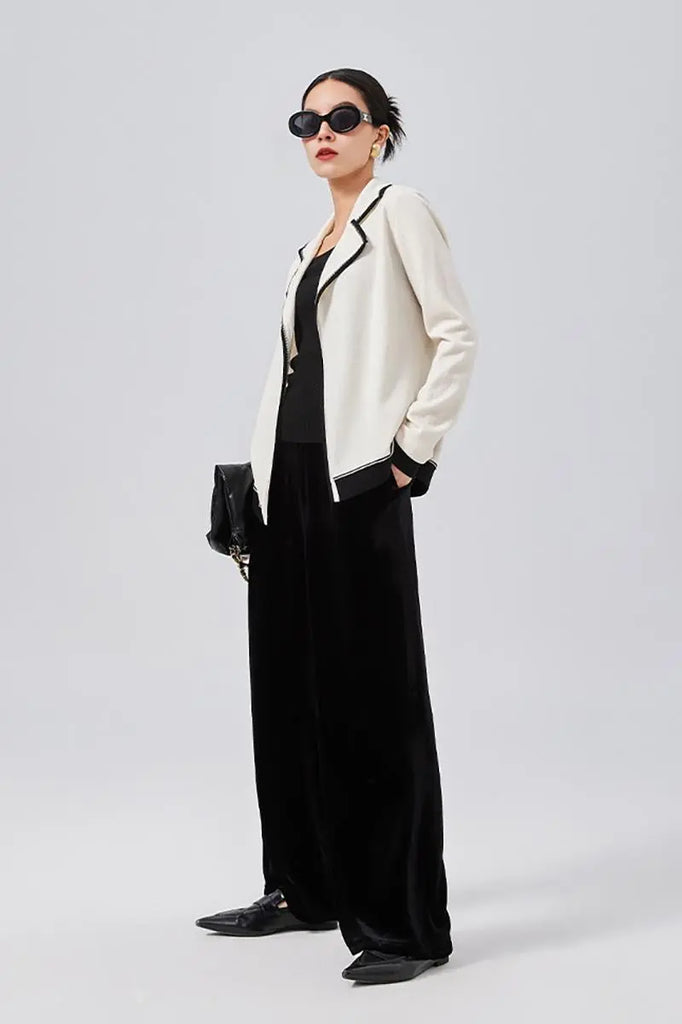 Fibflx Women's Loose Fit Wide Leg Silk Lined Velvet Pants