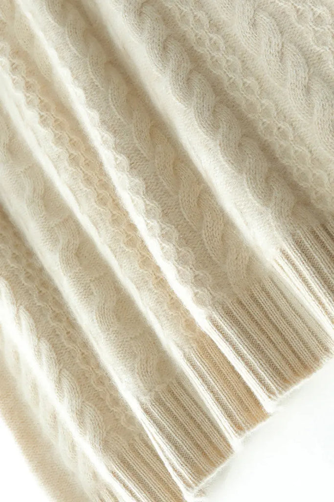 Fibflx Women's Luxe 100 Cashmere Pullover Sweater with Asymmetrical Collar