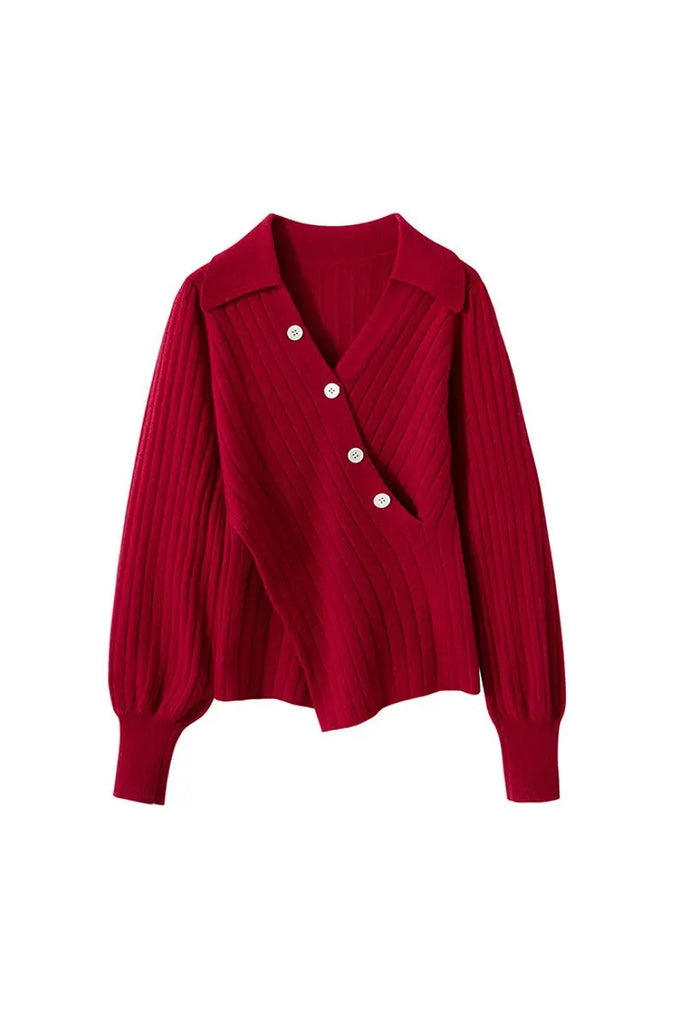 Fibflx Women's Luxe 100 Cashmere Ribbed V-Neck Sweater