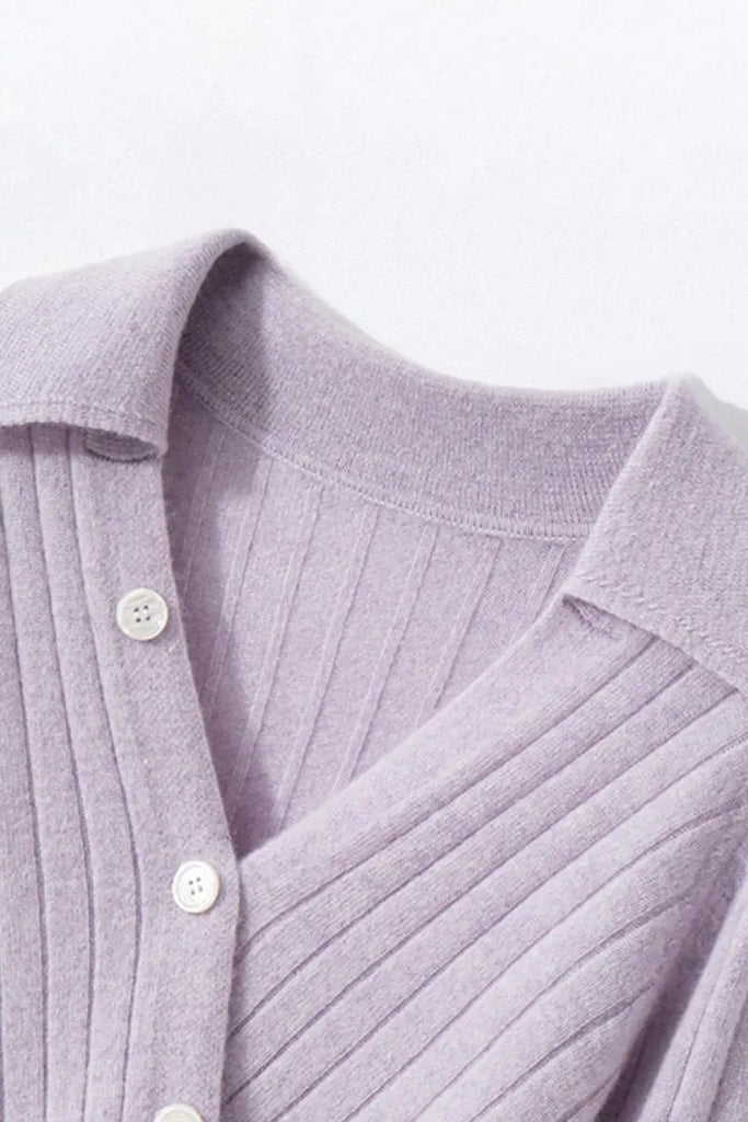 Fibflx Women's Luxe 100 Cashmere Ribbed V-Neck Sweater