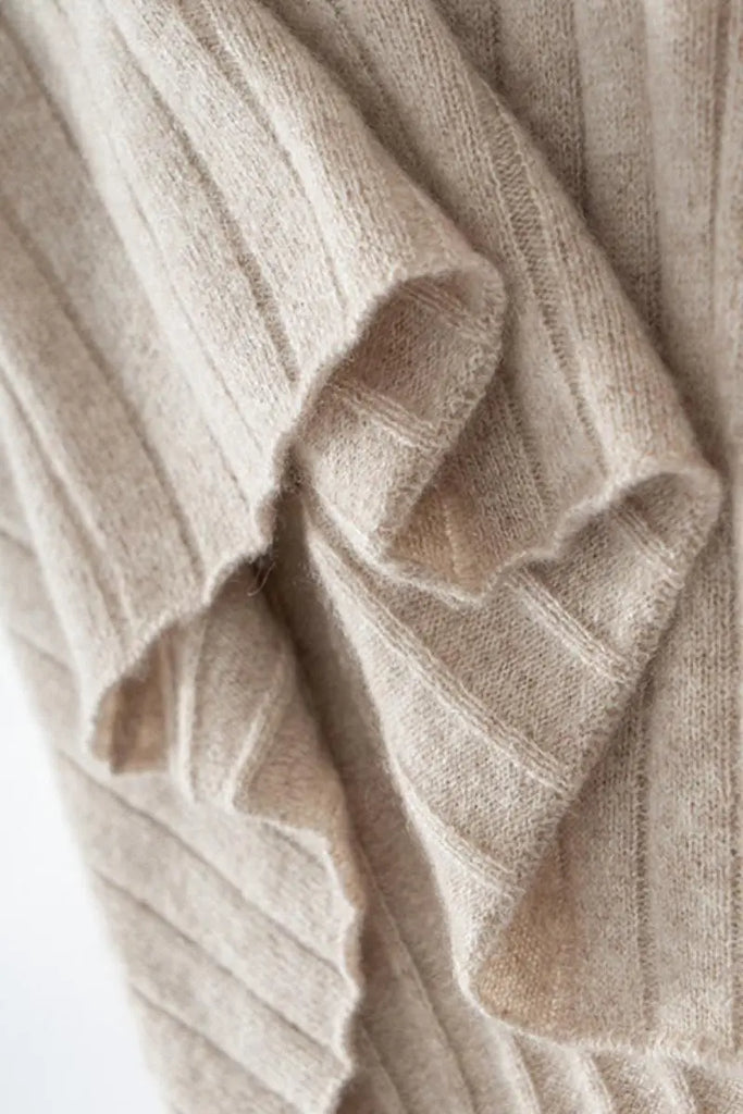 Fibflx Women's Luxe 100 Cashmere Ribbed V-Neck Sweater