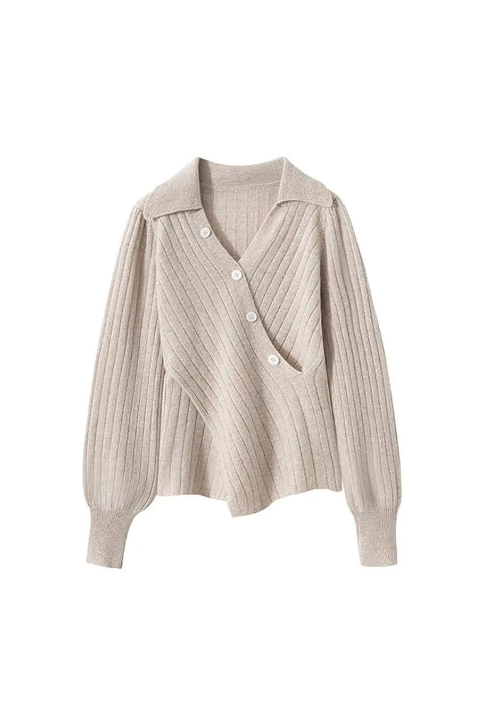 Fibflx Women's Luxe 100 Cashmere Ribbed V-Neck Sweater