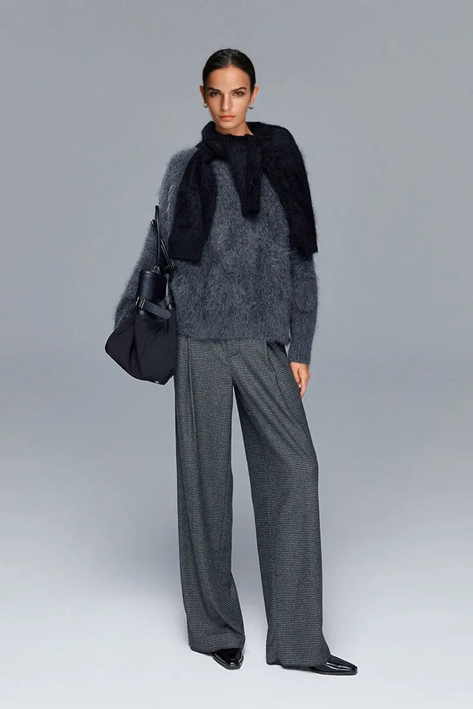 Fibflx Women's Luxe Brushed Cashmere Quarter Zip Sweater