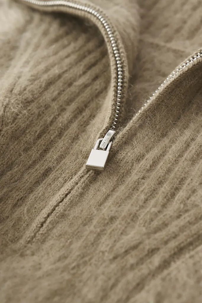 Fibflx Women's Luxe Brushed Cashmere Quarter Zip Sweater