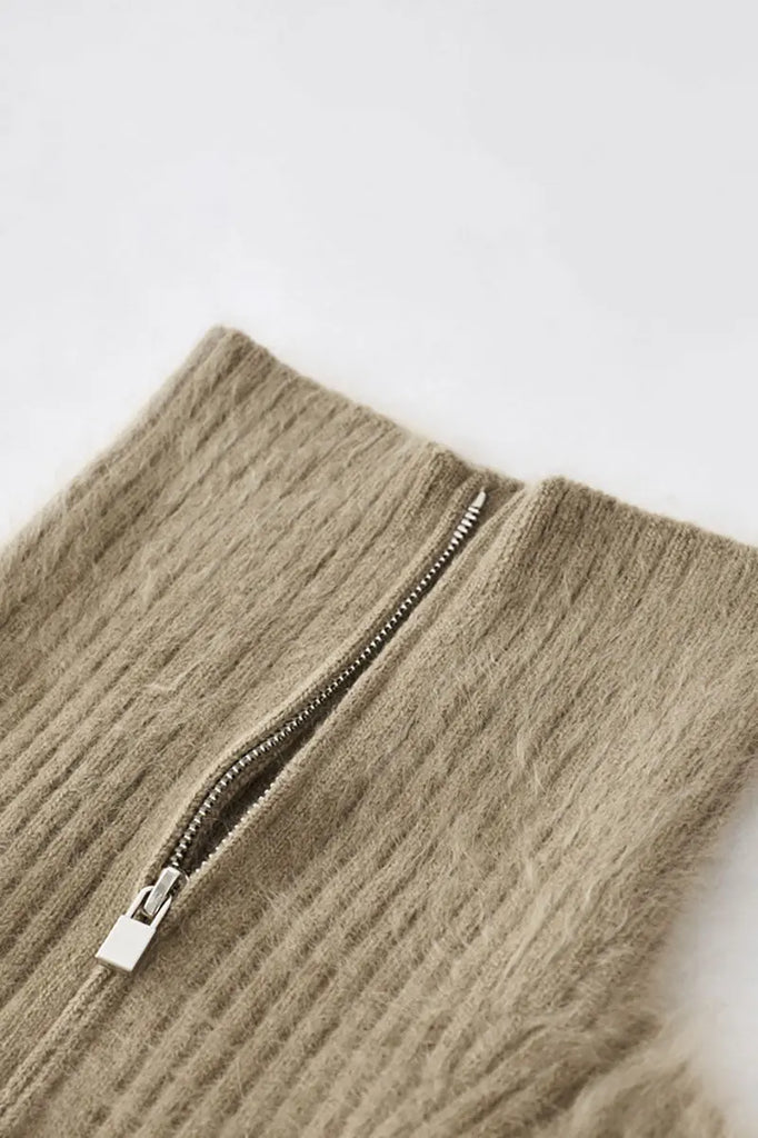 Fibflx Women's Luxe Brushed Cashmere Quarter Zip Sweater