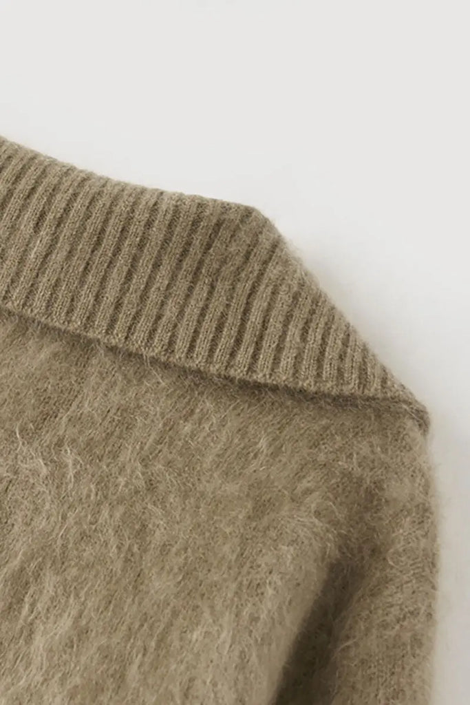 Fibflx Women's Luxe Brushed Cashmere Quarter Zip Sweater