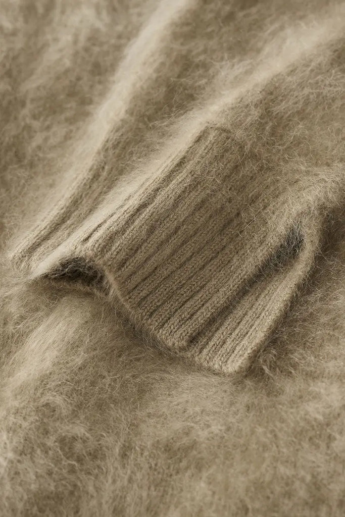 Fibflx Women's Luxe Brushed Cashmere Quarter Zip Sweater