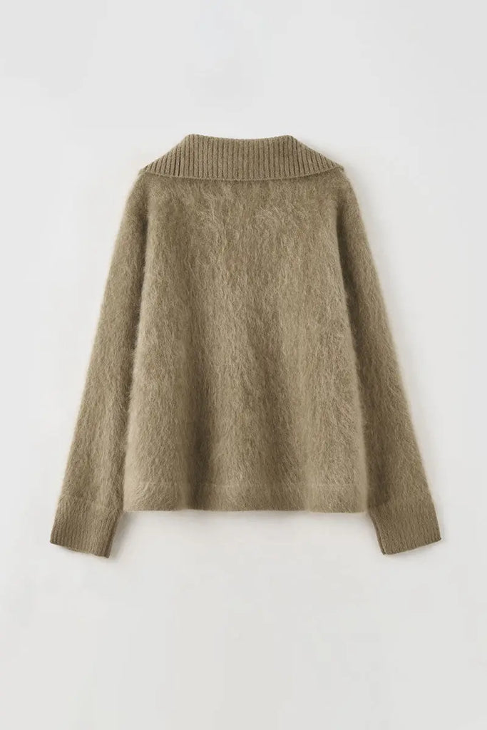 Fibflx Women's Luxe Brushed Cashmere Quarter Zip Sweater