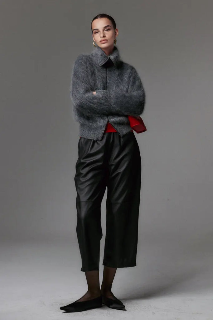 Luxe Brushed Cashmere Turtleneck Cardigan with Two-Way Zip - Fibflx