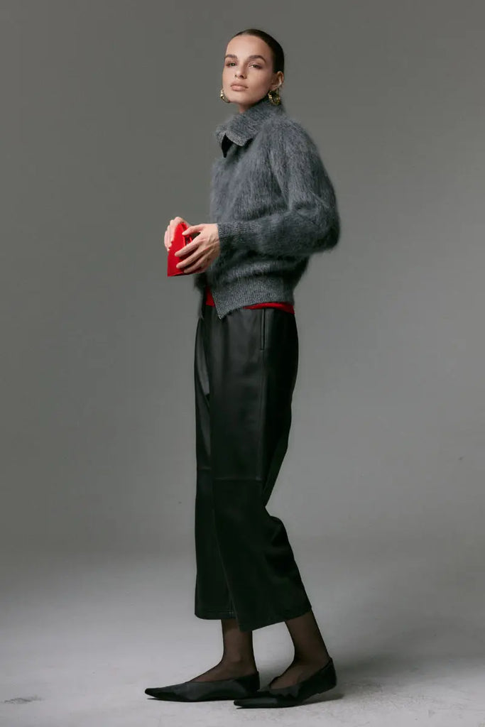 Luxe Brushed Cashmere Turtleneck Cardigan with Two-Way Zip - Fibflx