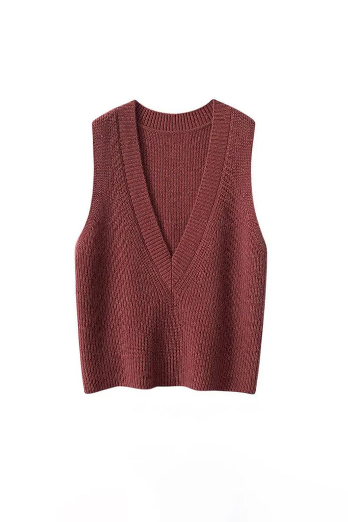 Fibflx Women's Luxe Cashmere Deep V-Neck Sweater Vest