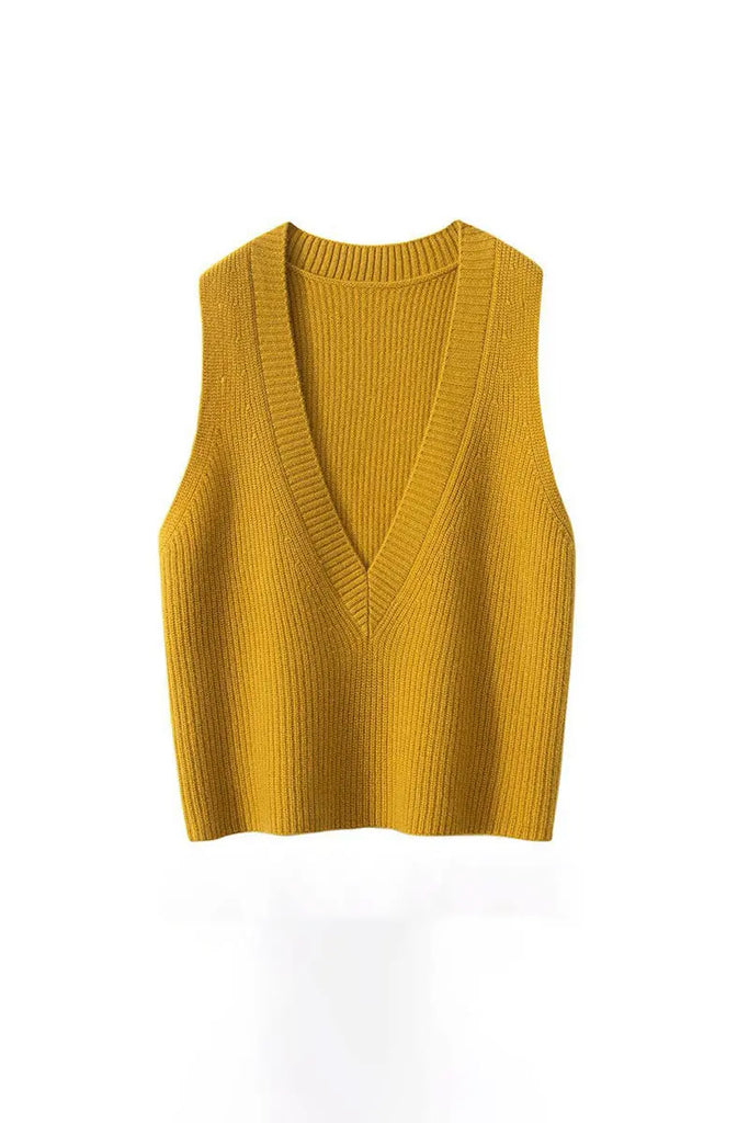 Fibflx Women's Luxe Cashmere Deep V-Neck Sweater Vest