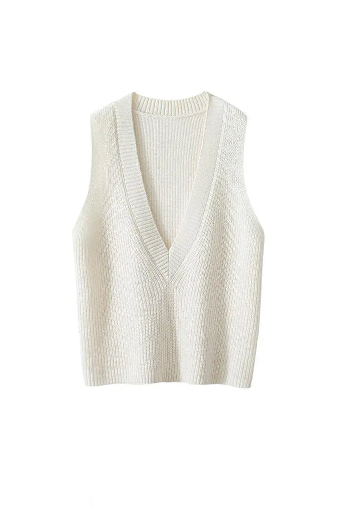 Fibflx Women's Luxe Cashmere Deep V-Neck Sweater Vest