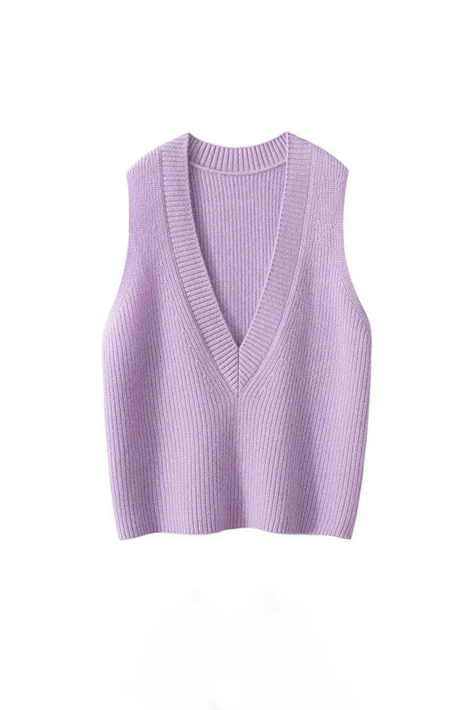 Fibflx Women's Luxe Cashmere Deep V-Neck Sweater Vest