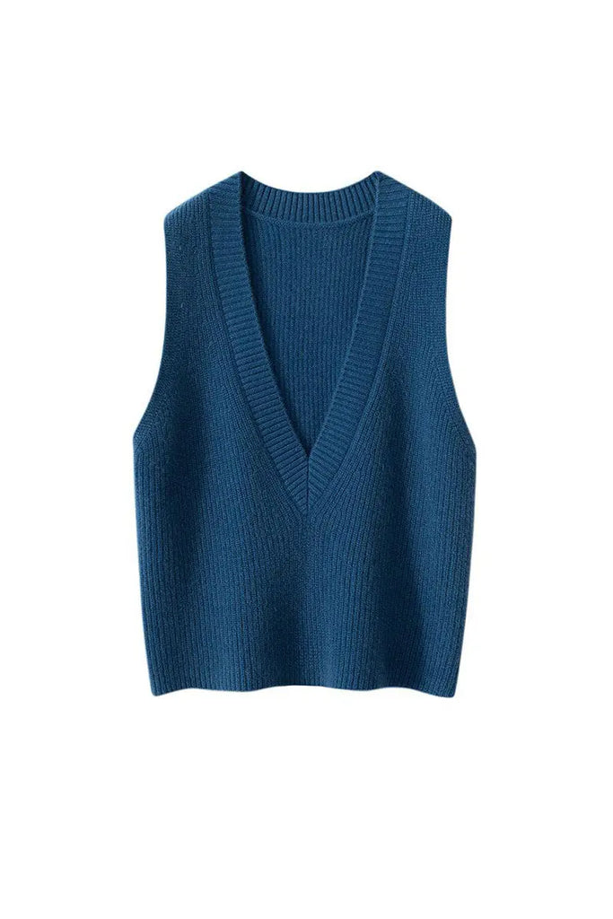 Fibflx Women's Luxe Cashmere Deep V-Neck Sweater Vest