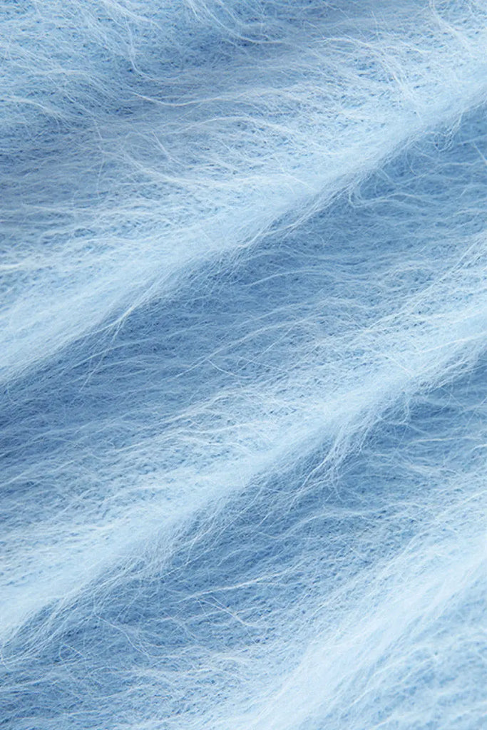 Luxe Colorful Cable Knit Brushed Alpaca Fuzzy Crewneck Sweater - Fibflx