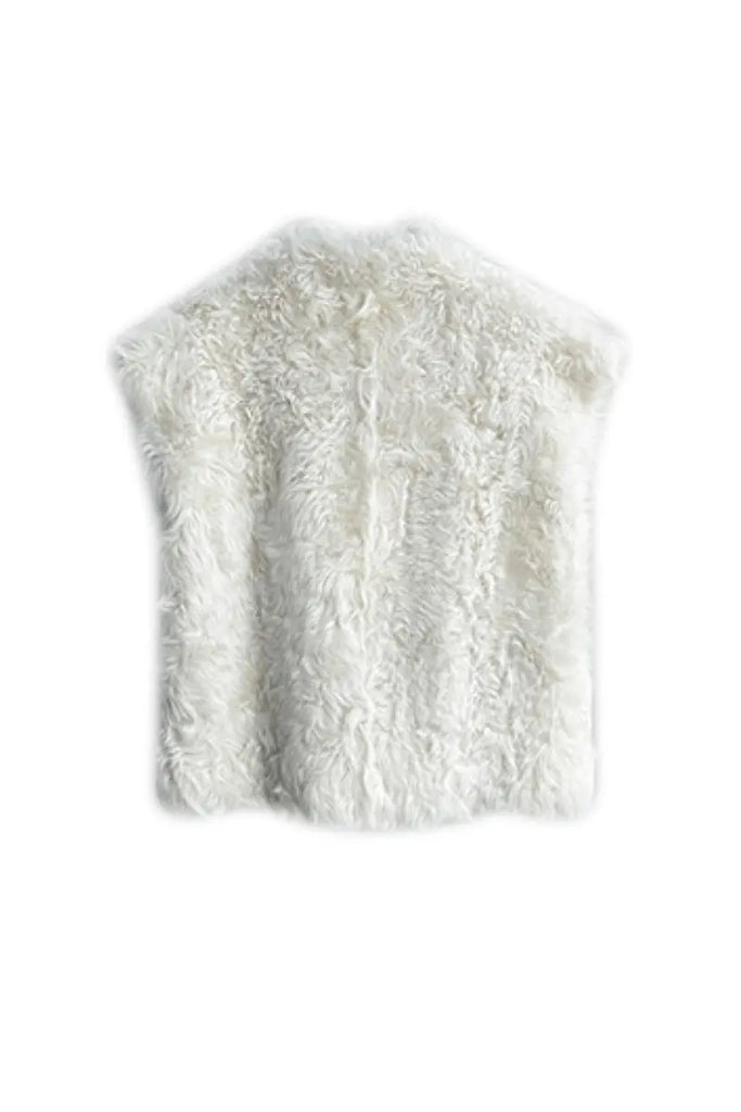 Fibflx Women's Luxe Curly Toscana Sheepskin Shearling Vest