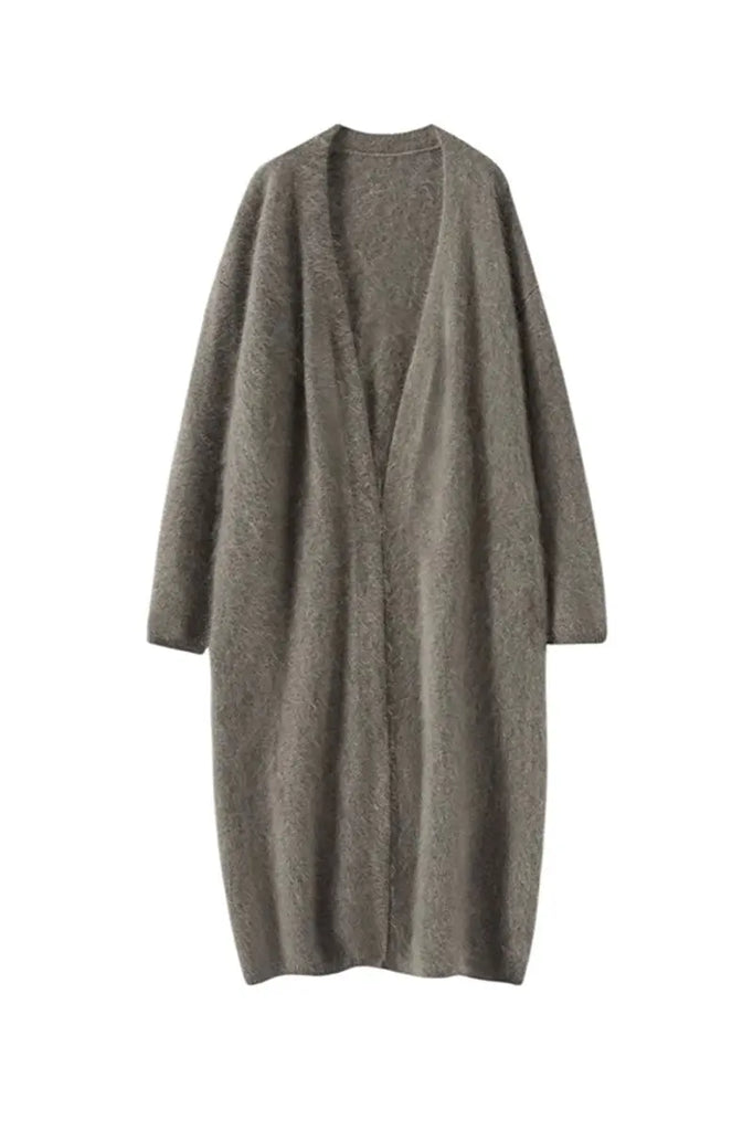 Luxe Fuzzy Open-front Brushed Cashmere Duster Cardigan Fibflx