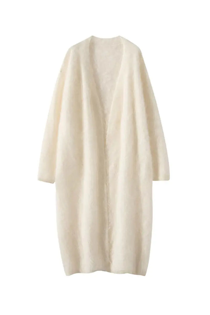 Luxe Fuzzy Open-front Brushed Cashmere Duster Cardigan Fibflx