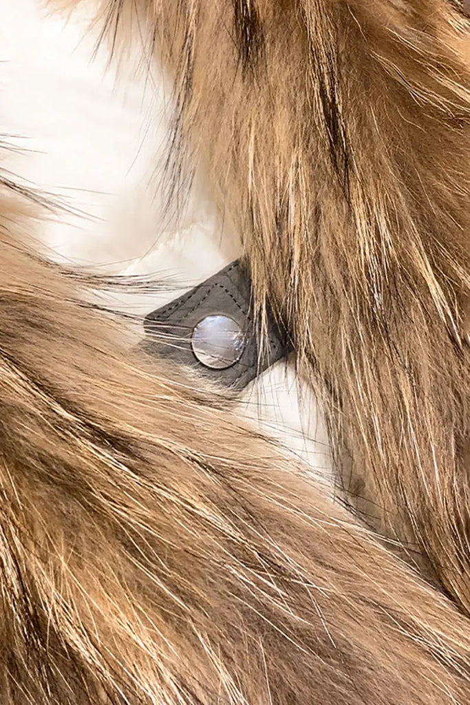 Fibflx Women's Luxe Goose Down Puffer Jacket Genuine Raccoon Fur Collar