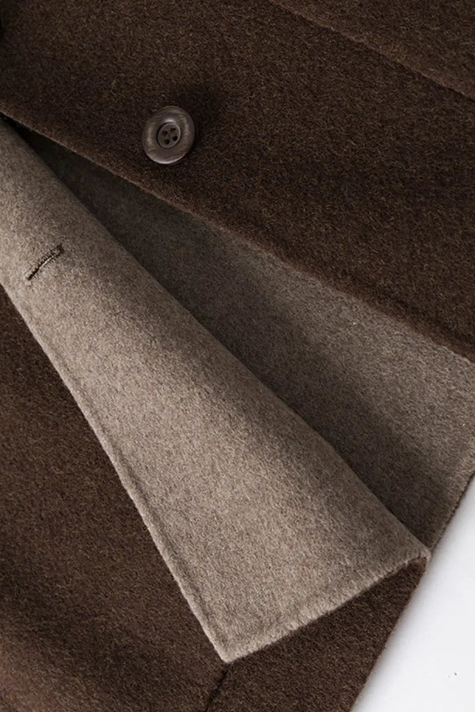 Fibflx Women's Luxe Oversized Reversible Double Faced Silk Wool Coat