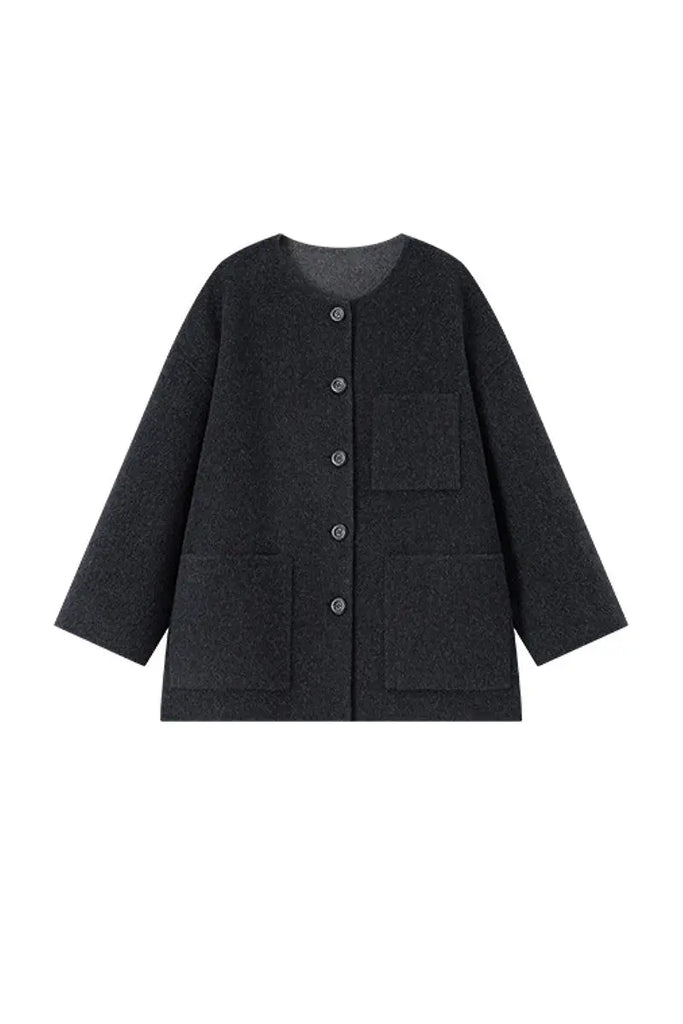 Fibflx Women's Luxe Oversized Reversible Double Faced Silk Wool Coat
