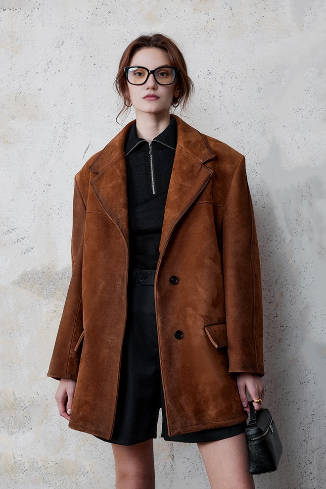 Luxe Oversized Winter Suede Blazer Fibflx