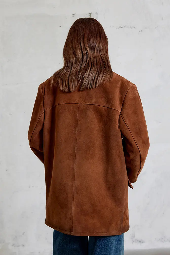 Luxe Oversized Winter Suede Blazer Fibflx