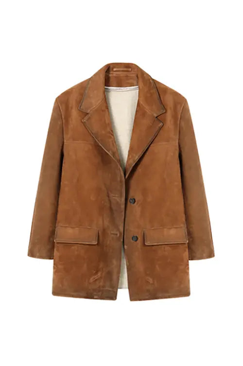 Luxe Oversized Winter Suede Blazer Fibflx