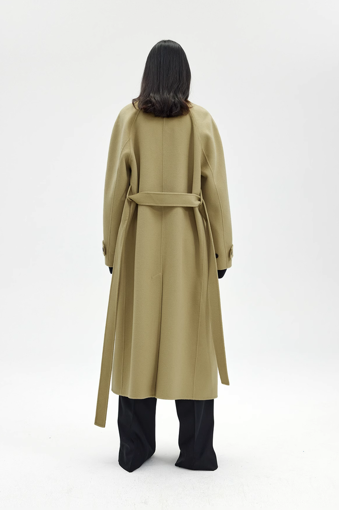 Luxe Silk Cashmere Single Breasted Belted Coat