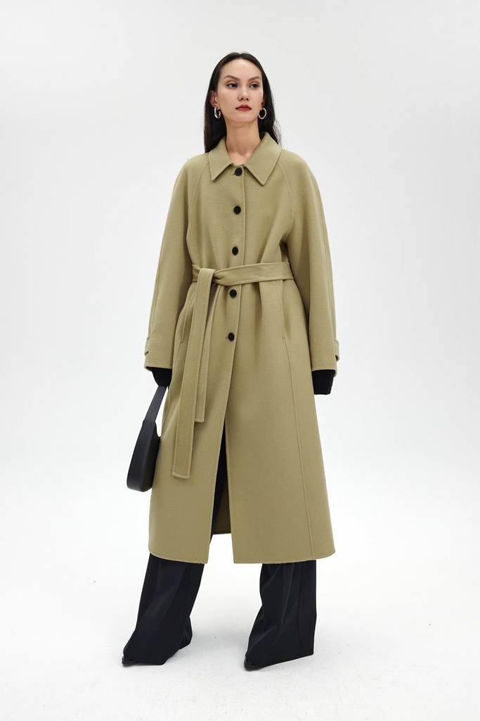 Luxe Silk Cashmere Single Breasted Belted Coat