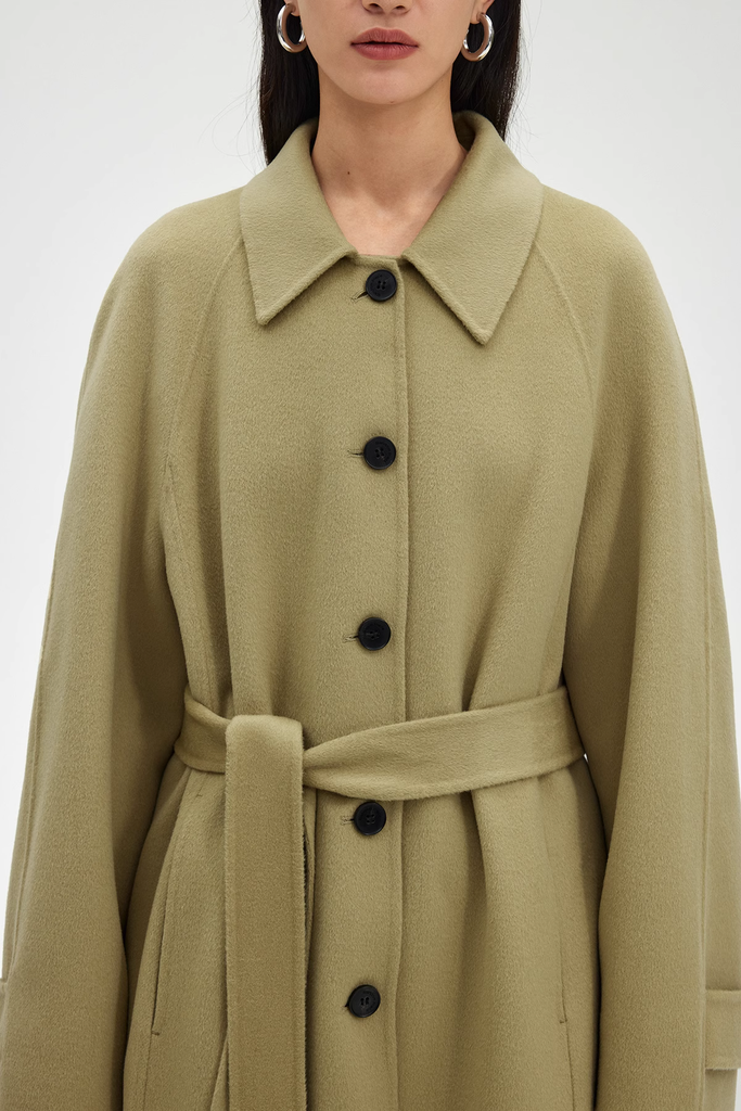 Luxe Silk Cashmere Single Breasted Belted Coat