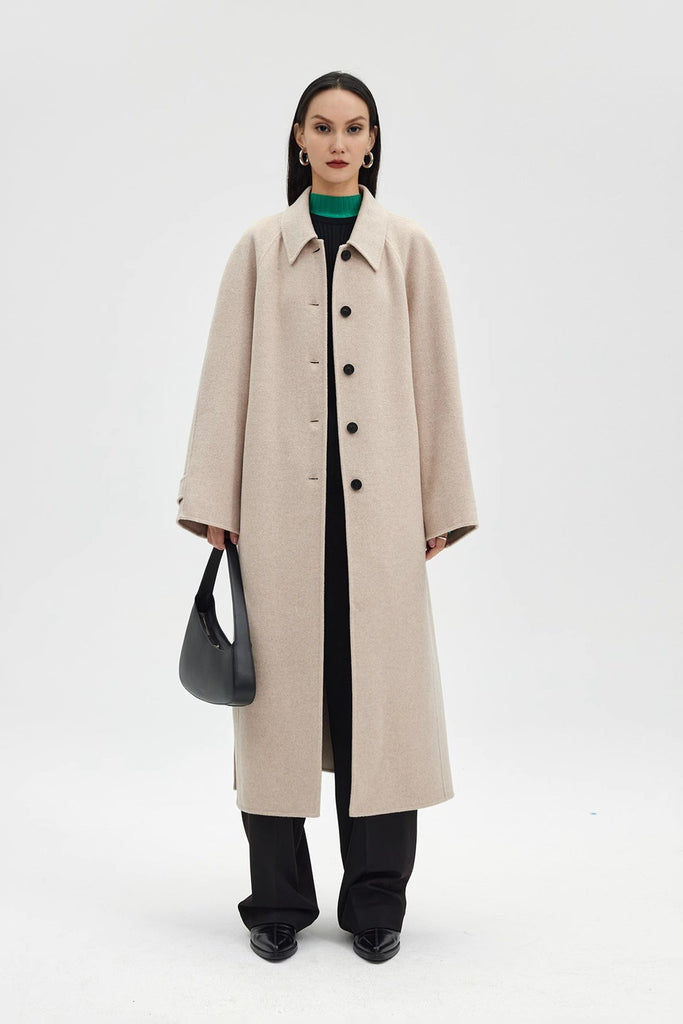 Luxe Silk Cashmere Single Breasted Belted Coat