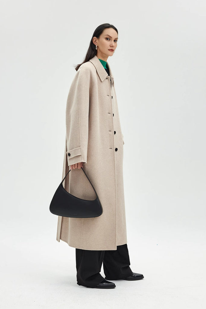 Luxe Silk Cashmere Single Breasted Belted Coat
