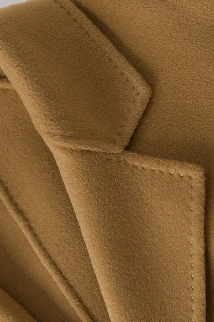 Fibflx Women's Luxe Wool-Cashmere Blend Double-Faced Wrap Coat with Belt