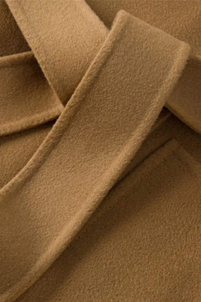 Fibflx Women's Luxe Wool-Cashmere Blend Double-Faced Wrap Coat with Belt