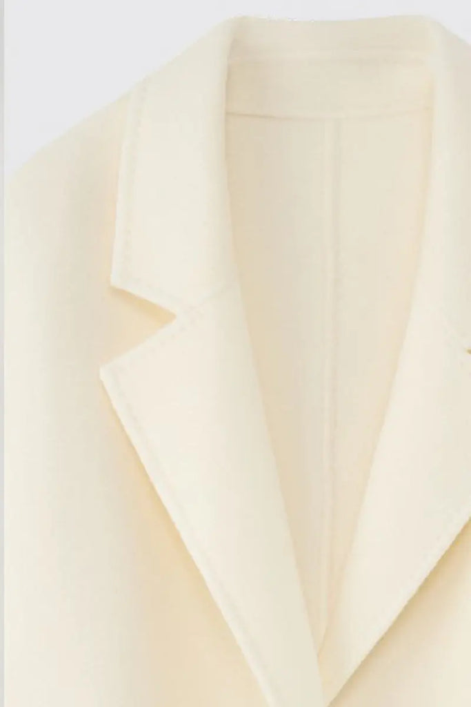 Fibflx Women's Luxe Wool-Cashmere Blend Double-Faced Wrap Coat with Belt